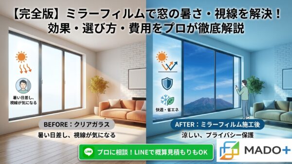 【完全版】ミラーフィルムで窓の暑さ・視線を解決！効果・選び方・費用をプロが徹底解説