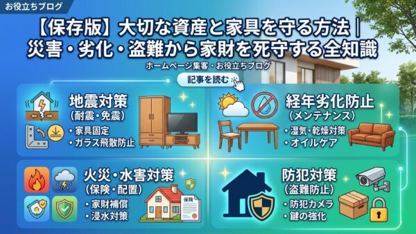 【保存版】大切な資産と家具を守る方法｜災害・劣化・盗難から家財を死守する全知識
